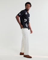 wax london men's Didcot - Black And Beige Abstract Applique Short-Sleeve Shirt