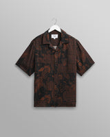 wax london men's Didcot - Black And Brown Paisley Short-Sleeve Shirt