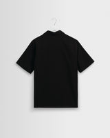 wax london men's Didcot - Black And Ecru Abstract Applique Short-Sleeve Shirt