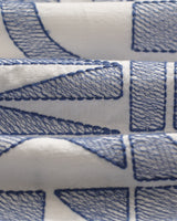 wax london men's Didcot - Ecru And Blue Geometric Embroidered Short-Sleeve Shirt