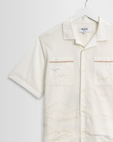 wax london men's Didcot - Ecru Summer Applique Short-Sleeve Shirt