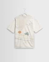 wax london men's Didcot - Ecru Summer Applique Short-Sleeve Shirt