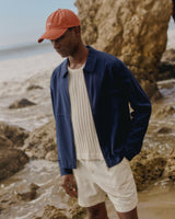 wax london men's Eldon - Navy Cotton Seersucker Jacket