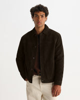 wax london men's Fen - Brown Suede Jacket