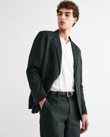 wax london men's Fintry - Dark Green Linen Single-Breasted Blazer