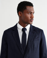 wax london men's Fintry - Navy Linen Single-Breasted Blazer