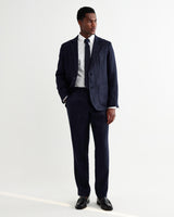wax london men's Fintry - Navy Linen Single-Breasted Blazer