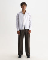 wax london men's Halcomb - Ecru And Multicolour Stripe Cotton Shirt