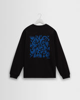 wax london men's Hayden - Black And Blue 90s Doodle Graphic Cotton T-Shirt