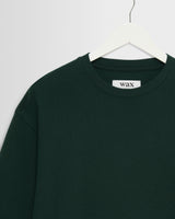 wax london men's Hayden - Bottle Green Textured Organic Cotton Long Sleeve T-Shirt