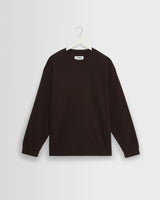 wax london men's Hayden - Dark Brown Textured Organic Cotton Long Sleeve T-Shirt