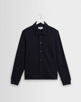 wax london men's Hays - Navy Structured Waffle Overshirt
