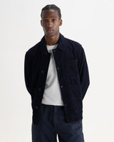 wax london men's Healey - Navy Corduroy Chore Jacket