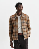 wax london men's Heath - Natural And Tan Drawn Check Jacket