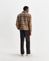 wax london men's Heath - Natural And Tan Drawn Check Jacket