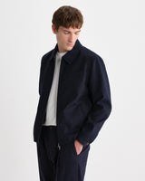 wax london men's Holland - Dark Navy Wool Blend Stripe Jacket