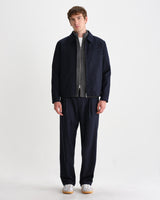 wax london men's Holland - Dark Navy Wool Blend Stripe Jacket