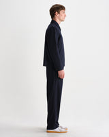 wax london men's Holland - Dark Navy Wool Blend Stripe Jacket