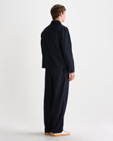 wax london men's Holland - Dark Navy Wool Blend Stripe Jacket