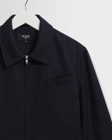 wax london men's Holland - Dark Navy Wool Blend Stripe Jacket
