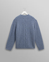 wax london men's Hyatt - Light Blue Brush Cable Knit Crewneck Jumper