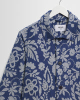wax london men's Iggy - Blue And Ecru Floral Jacquard Jacket