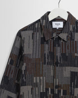 wax london men's Iggy - Navy And Brown Abstract Jacquard Jacket
