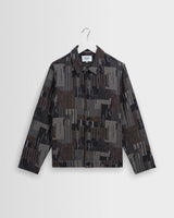 wax london men's Iggy - Navy And Brown Abstract Jacquard Jacket