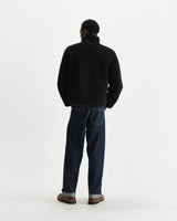 wax london men's Killick - Black Reversible Corduroy Borg Jacket