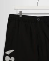 wax london men's Kurt - Black And Beige Abstract Applique Shorts