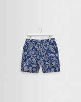 wax london men's Kurt - Blue And Ecru Floral Jacquard Shorts