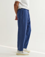 wax london men's Kurt - Indigo Textured Organic Dobby Cotton Relaxed Fit Trousers