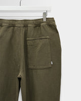 wax london men's Kurt - Khaki Crinkle Cotton-Linen Relaxed Fit Trousers