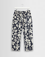 wax london men's Kurt - Navy And Ecru Spin Jacquard Trousers
