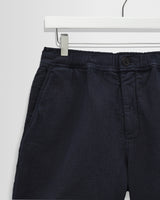 wax london men's Kurt - Navy Crinkle Cotton-Linen Shorts