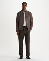 wax london men's Lytton - Brown And Ecru Hash Check Zip Overshirt