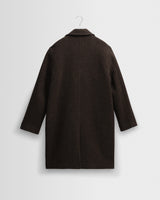 wax london men's Magnus - Brown Herringbone Double-Breasted Wool Overcoat