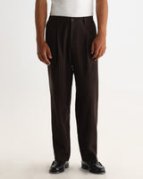 wax london men's Malham - Brown Italian Flannel Stripe Trouser