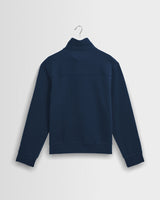 wax london men's Maverick - Dark Navy Half Zip Rib Jersey Sweatshirt