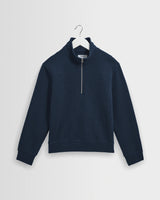 wax london men's Maverick - Dark Navy Half Zip Rib Jersey Sweatshirt