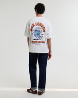 wax london men's Milton - Off White Organic Cotton Laundry Graphic T-Shirt