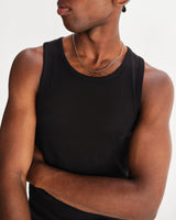 wax london men's Montague - Black Ribbed Organic Cotton Vest