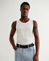 wax london men's Montague - Ecru Ribbed Organic Cotton Vest