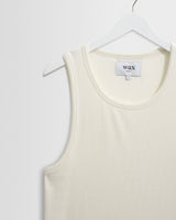 wax london men's Montague - Ecru Ribbed Organic Cotton Vest