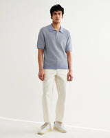 wax london men's Naples - Light Blue Mini Geometric Knitted Polo