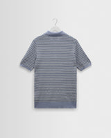 wax london men's Naples - Light Blue Mini Geometric Knitted Polo