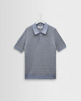 wax london men's Naples - Light Blue Mini Geometric Knitted Polo