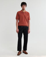 wax london men's Naples - Rust Retro Diamond Knitted Polo