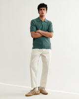 wax london men's Naples - Sea Green Retro Diamond Knitted Polo
