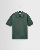 wax london men's Naples - Sea Green Retro Diamond Knitted Polo
